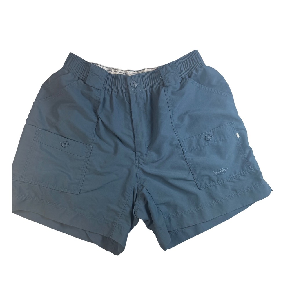 AFTCO Bluewater Fishing Shorts Mens Size 34 Blue Nylon Outdoor Casual